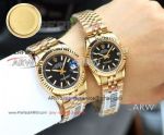 Perfect Replica Rolex Lady Datejust 28 Yellow Gold Black Dial Jubilee Watch